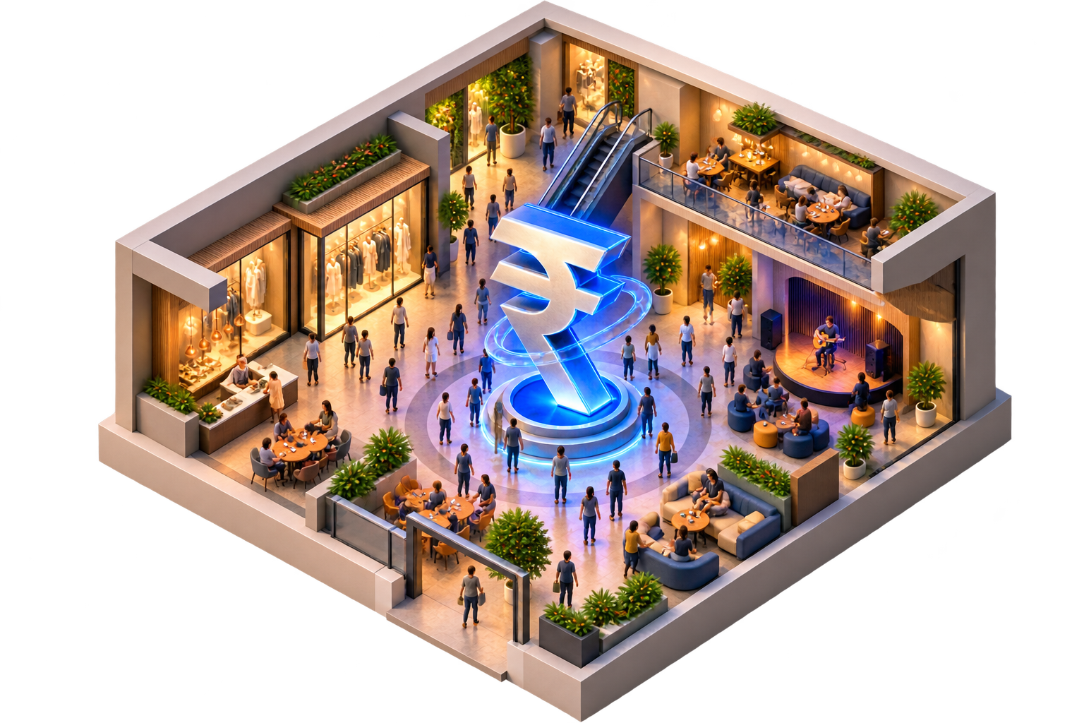 Unmonetised footfall moving through a large venue